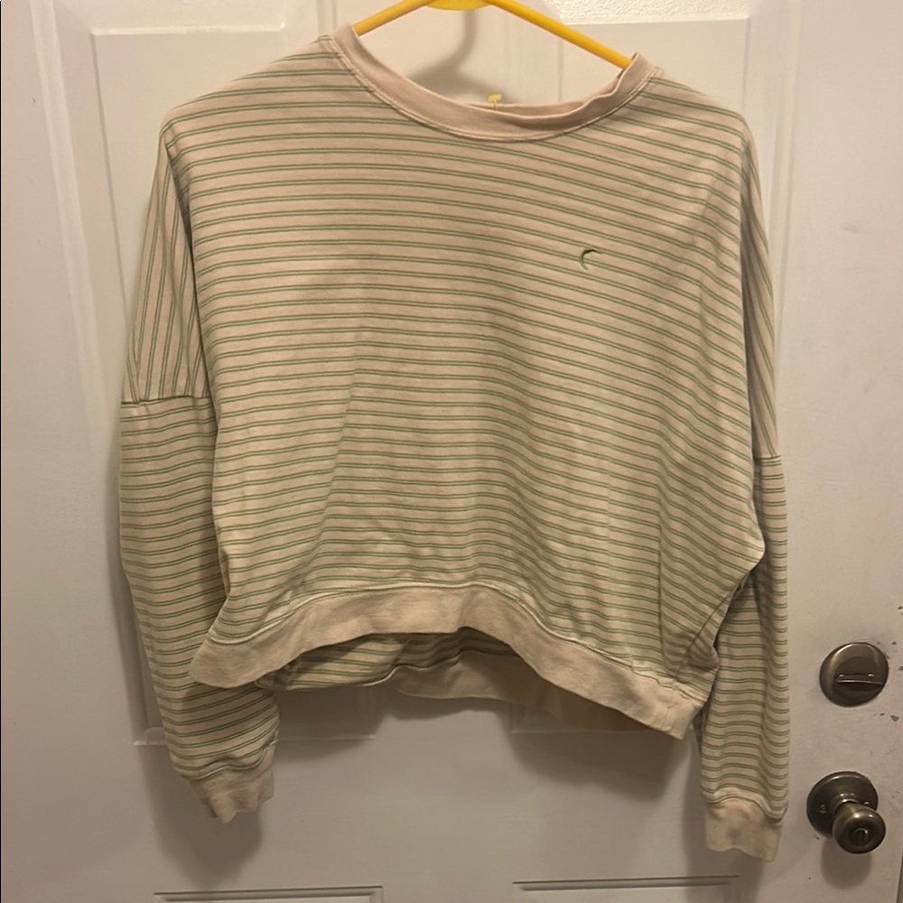 Zyia Striped Cropped Sweatshirt